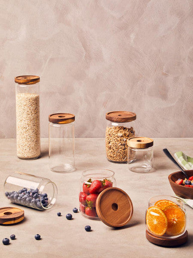 Tromso Glass Storage Jar with Acacia Lid 560 ml