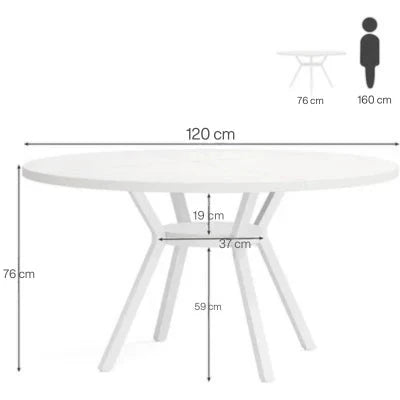 Modern White Round Dining Table - Minimalist Pedestal Base with Lower Shelf