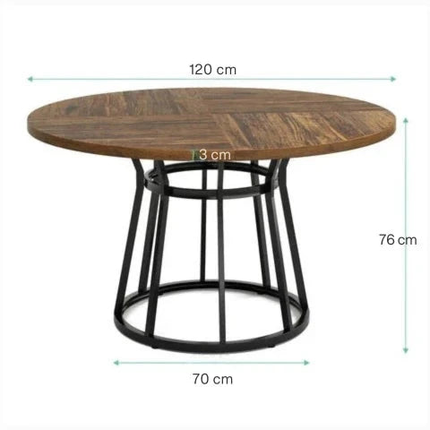 Round Modern Walnut Dining Table - Architectural Pedestal Base & Parquet Top