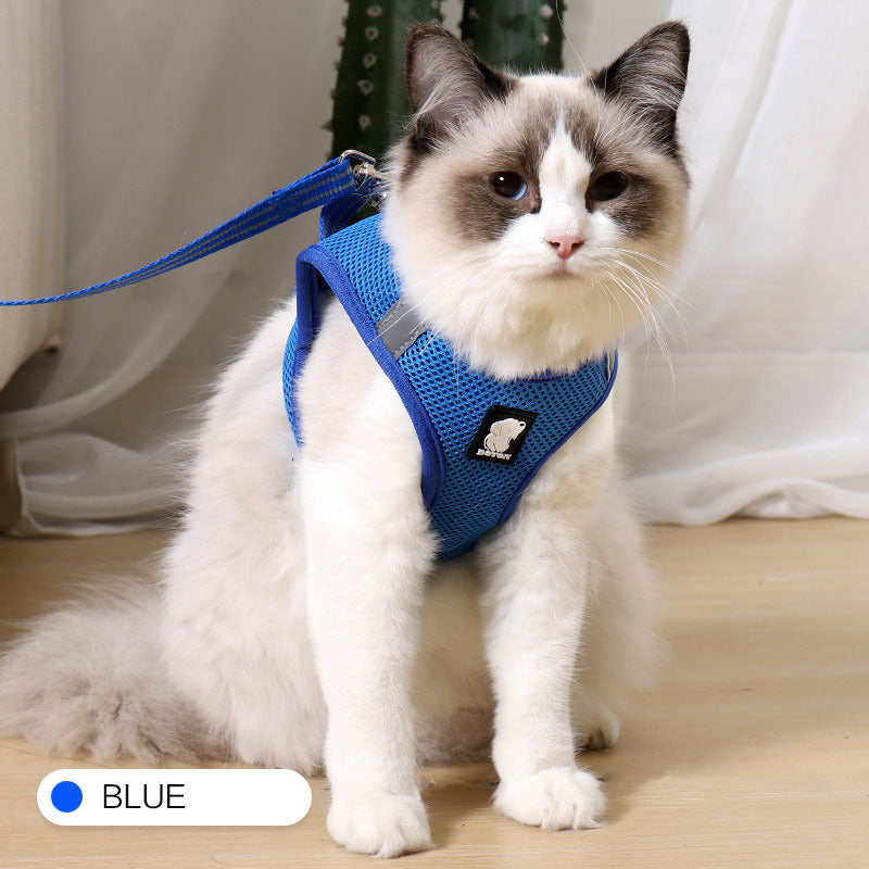 Premium Breathable Cat Harness & Leash Set - Escape-Proof Mesh Design for Safe Outdoor Adventures