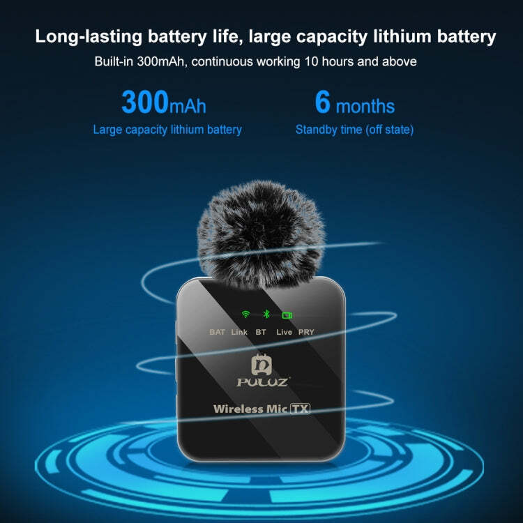 PULUZ Wireless Lavalier Microphone for iPhone / iPad, 8-Pin Receiver and Dual Mi