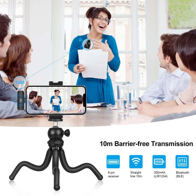 PULUZ Wireless Lavalier Microphone for iPhone / iPad, 8-Pin Receiver and Dual Mi