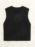 SpringSummer Knitted Cabled Vest Pullover With V-Neck
