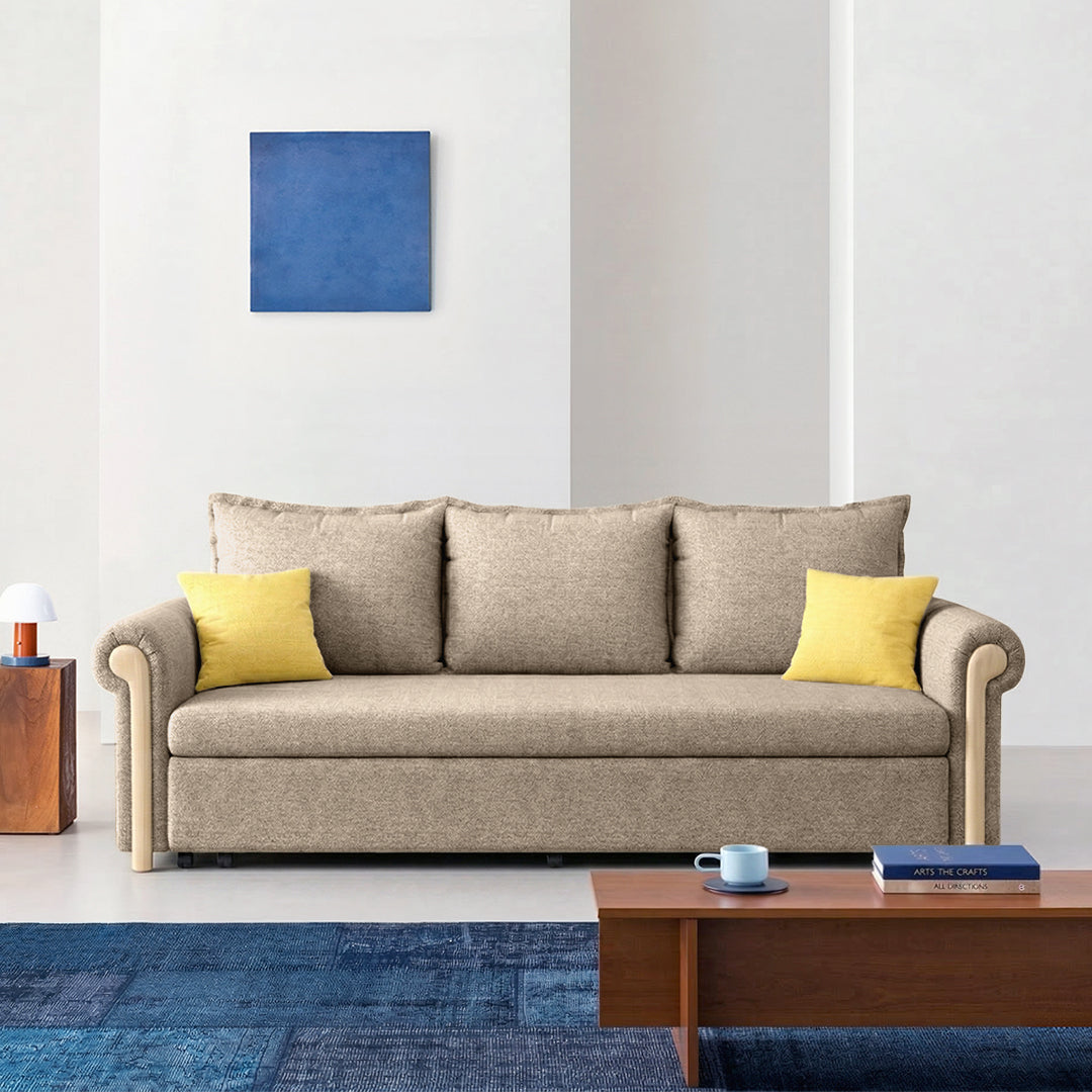 Braylene Two Seater Sofa Bed, Linen