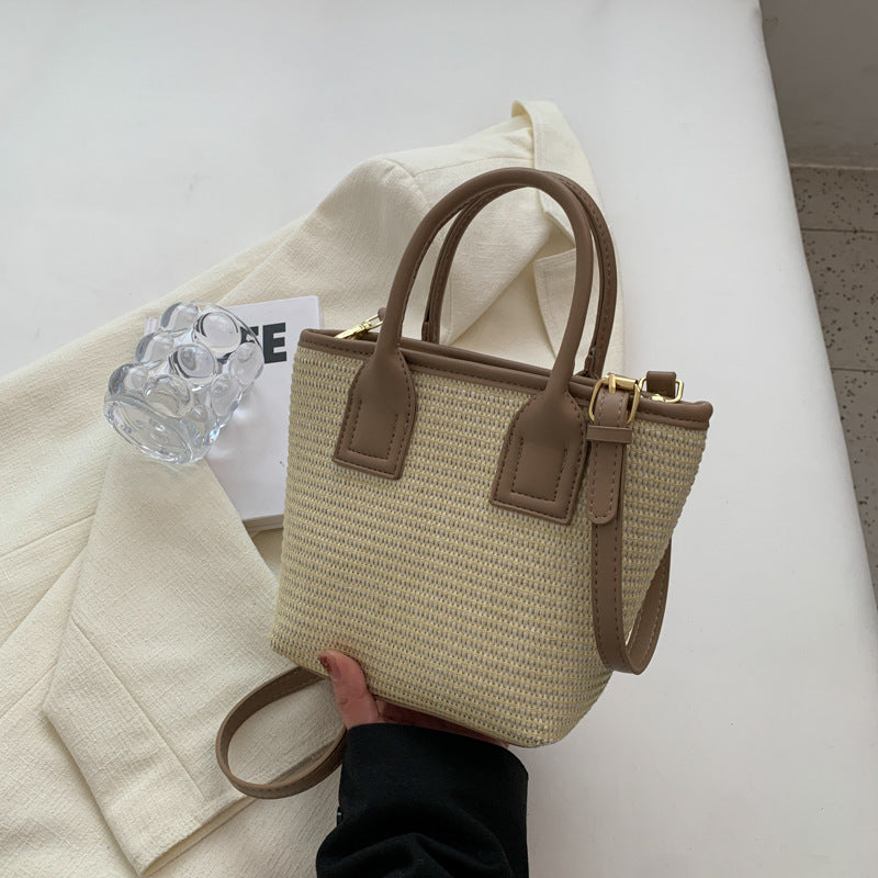 Women's Straw Woven High-grade Portable Bucket Bag