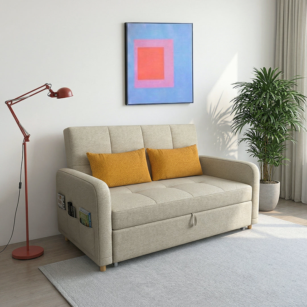 ML203 Three Seater Sofa Bed, L Shape Sofa Bed With Storage, Linen