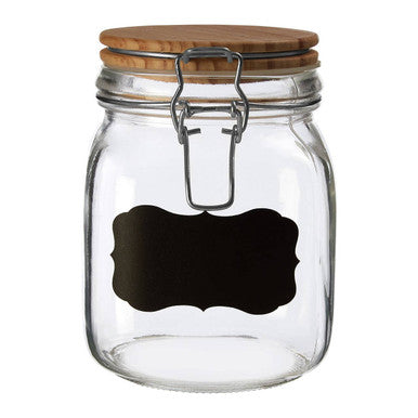 Glass Storage Jar with Wooden Lid 1000ml | Grocer