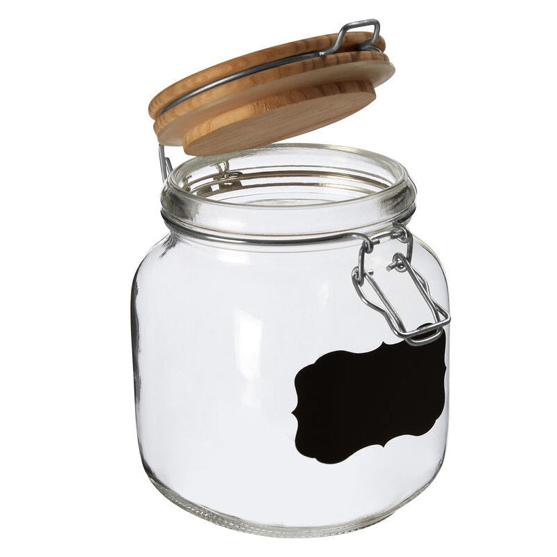 Glass Storage Jar with Wooden Lid 1000ml | Grocer