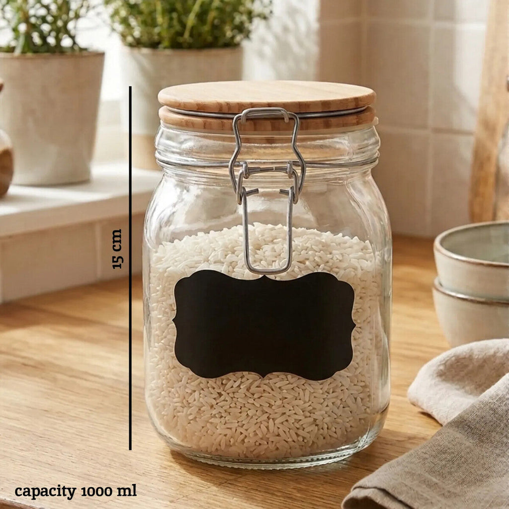 Glass Storage Jar with Wooden Lid 1000ml | Grocer