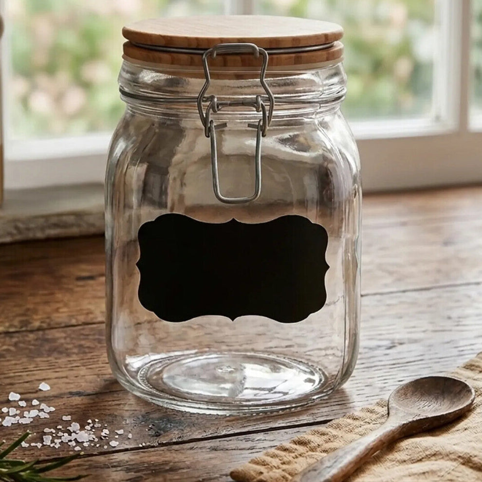 Glass Storage Jar with Wooden Lid 1000ml | Grocer