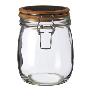 Appert Clear Glass Storage Jar with Pine Wood Chalkboard Lid 750ml