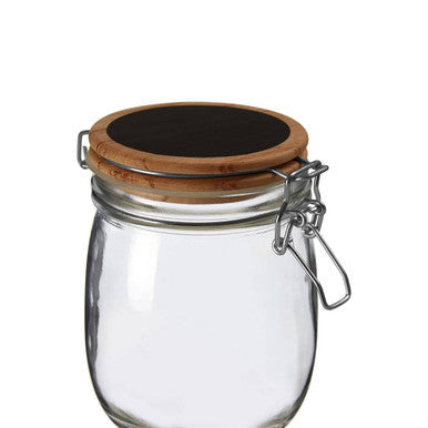 Appert Clear Glass Storage Jar with Pine Wood Chalkboard Lid 750ml