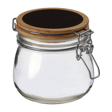 Appert Clear Glass Storage Jar with Pine Wood Chalkboard Lid 500ml