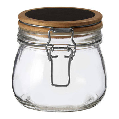 Appert Clear Glass Storage Jar with Pine Wood Chalkboard Lid 500ml