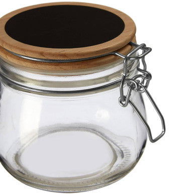 Appert Clear Glass Storage Jar with Pine Wood Chalkboard Lid 500ml