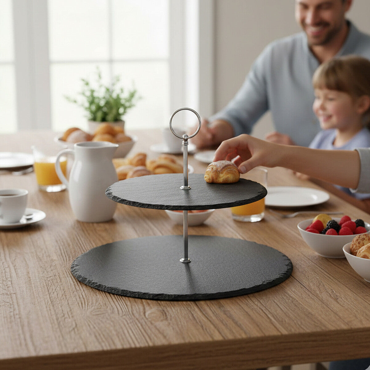 Preto Slate 2 Tier Round Cake Stand