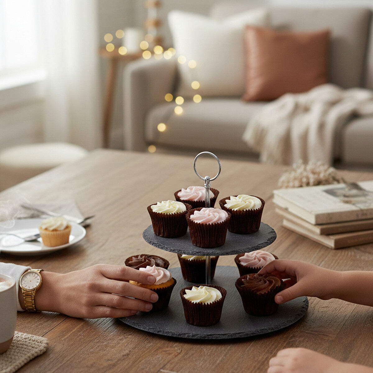 Preto Slate 2 Tier Round Cake Stand