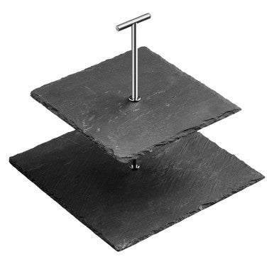 Preto Slate 2 Tier Square Cake Stand