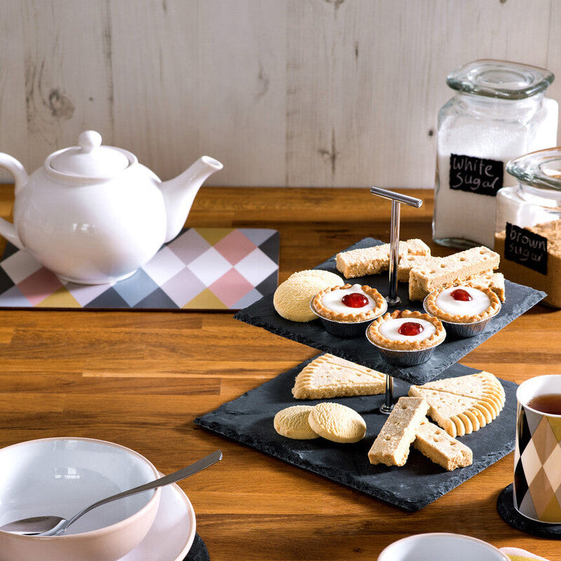Preto Slate 2 Tier Square Cake Stand