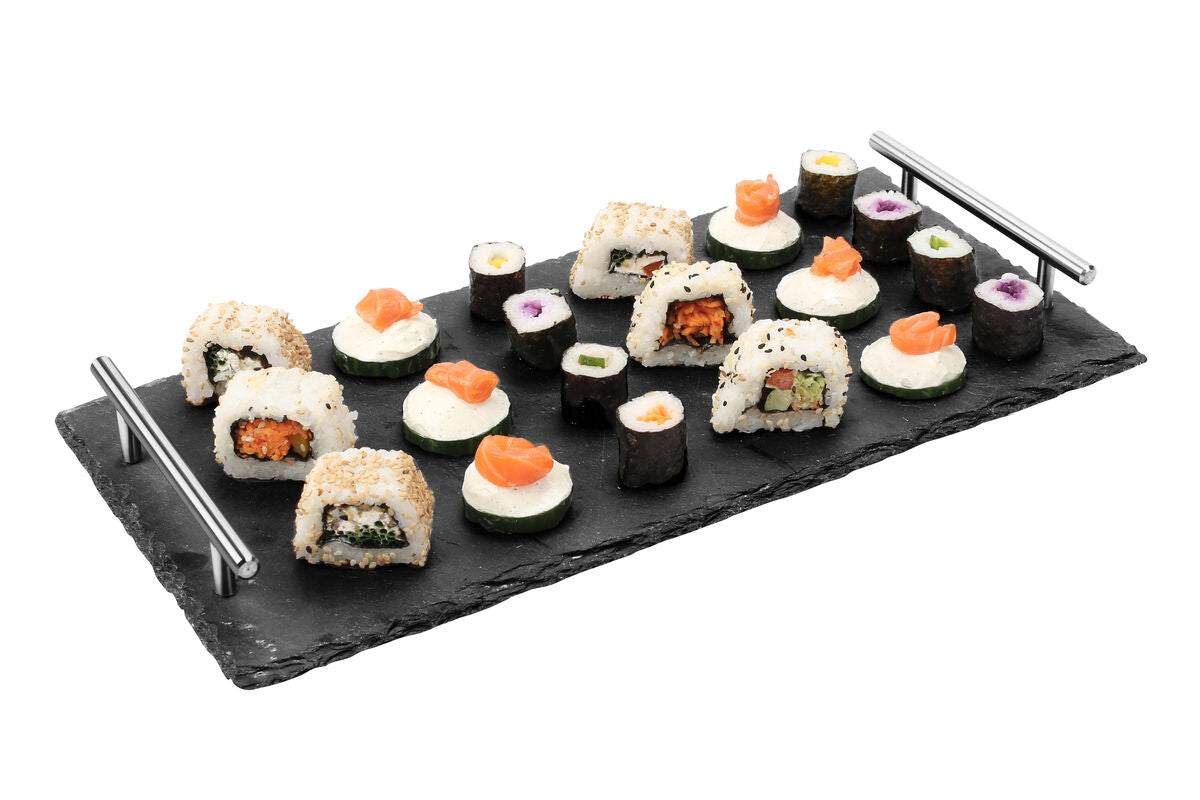 Preto Slate Tray With Stainless Steel Handles