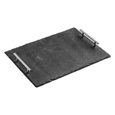 Preto Large Slate Tray With Stainless Steel Handles