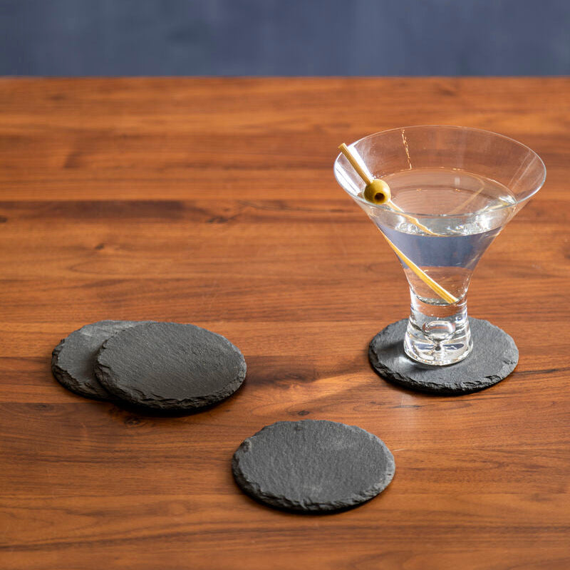 Preto Set Of Four Slate Round Coasters