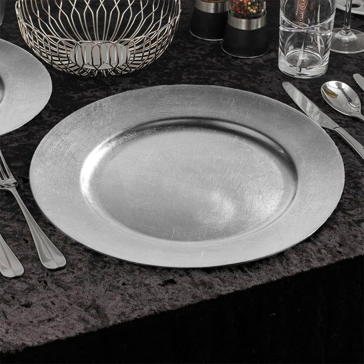 Dia Silver Finish Charger Plate