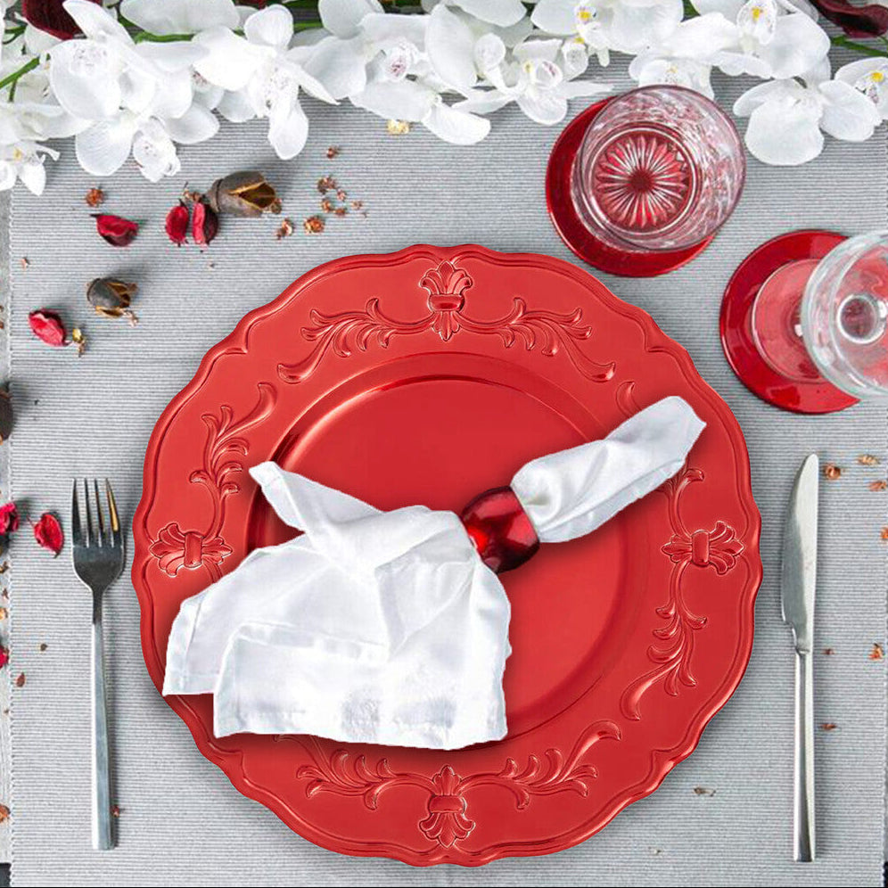 Dia Red Finish Baroque Charger Plate