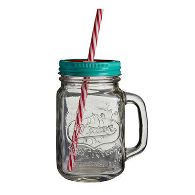 Bocal Embossed Mason Square Jar Mug With Watermelon Lid