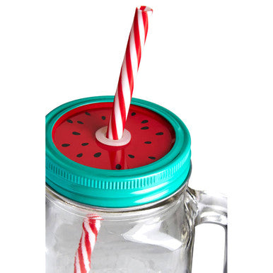 Bocal Embossed Mason Square Jar Mug With Watermelon Lid