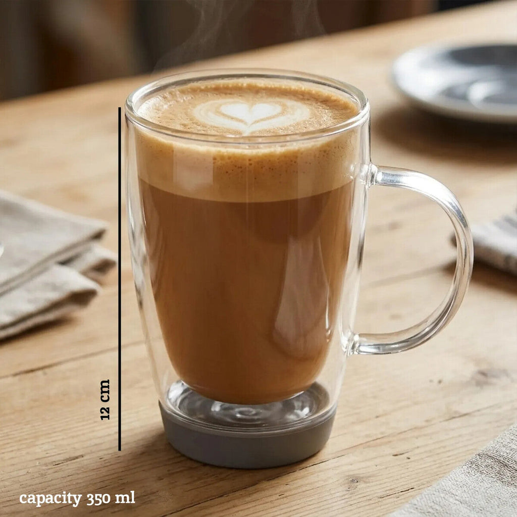 Amari Clear Glass 350ml Mug with Grey Silicone Base