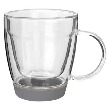 Amari Clear Glass 350ml Mug with Grey Silicone Base