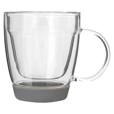 Amari Clear Glass 350ml Mug with Grey Silicone Base