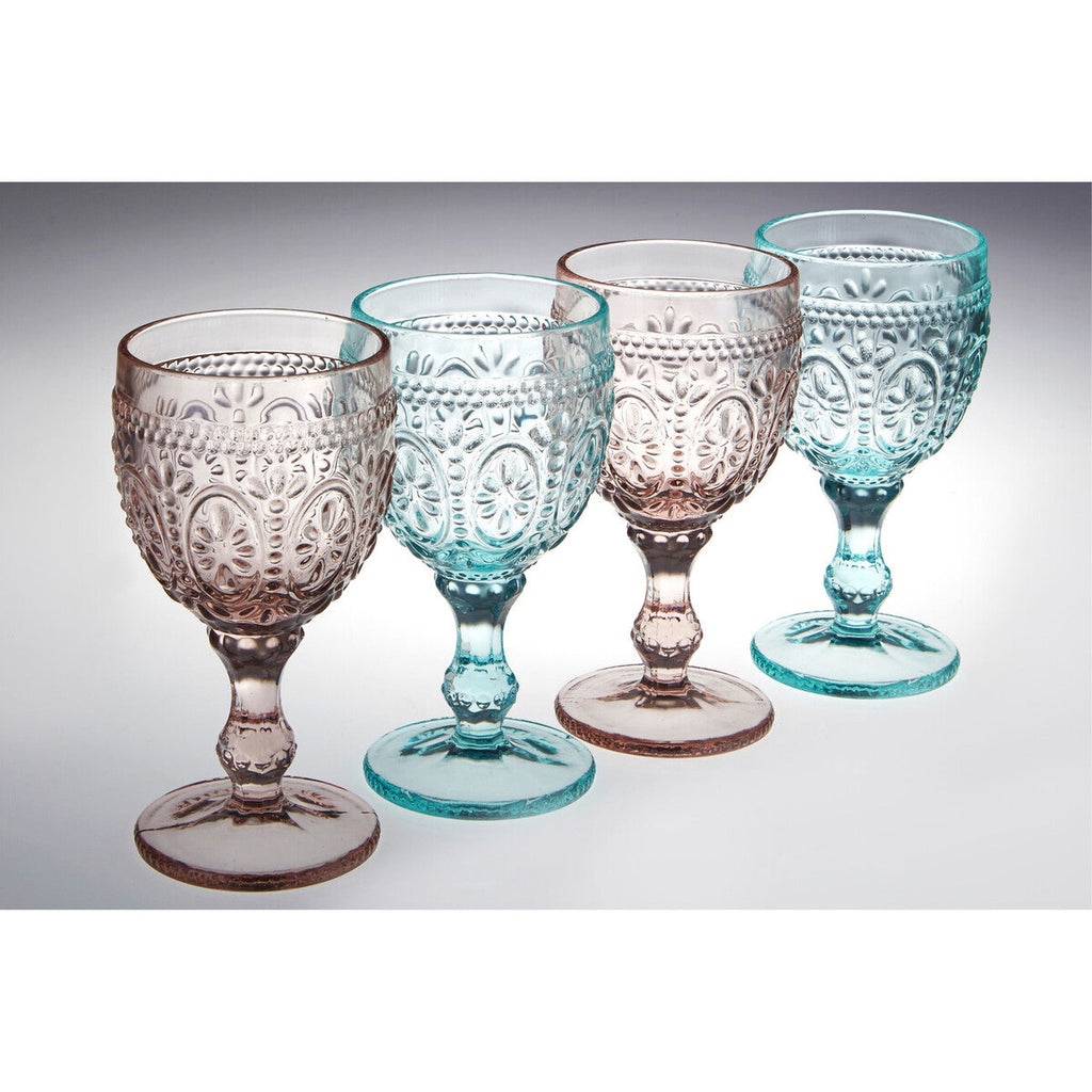 Set of 4  Pink And Blue Wine Glasses | Fleur