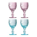 Set of 4  Pink And Blue Wine Glasses | Fleur