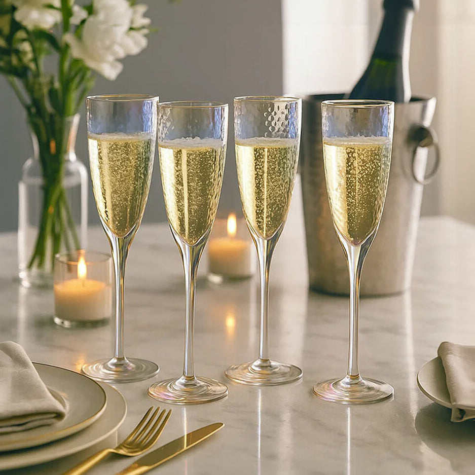 Aurora Set Of 4 Lustre Champagne Glasses