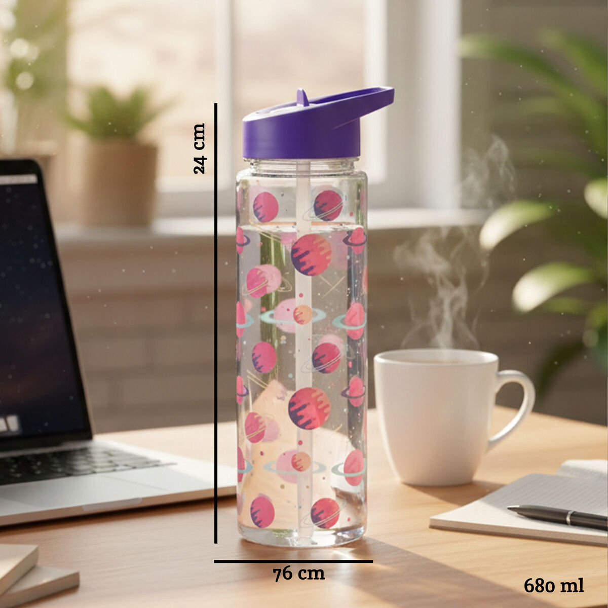 Mimo Kids Purple Space Water Bottle