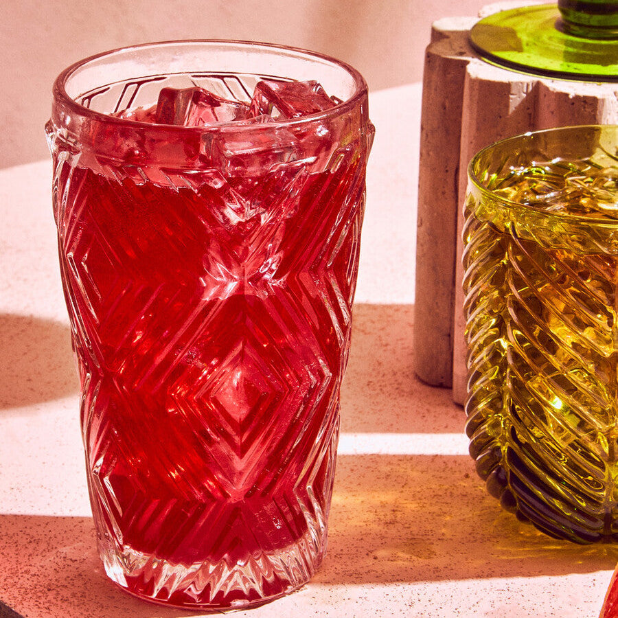 Fleur Set Of Four Clear Highball Glasses