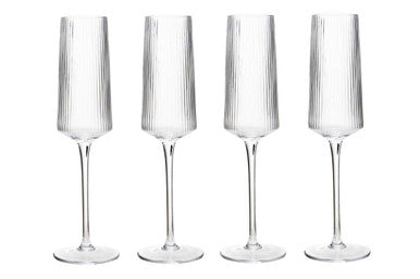 Set of Four Ribbed Champagne Glasses MOB | Eldon