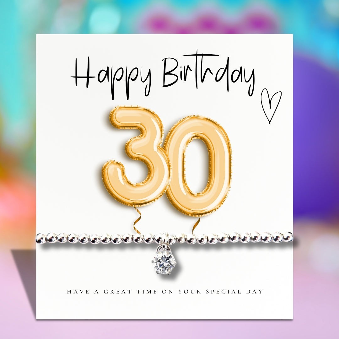 Small 30th Birthday Gold Balloon Hamper | Bracelet, Chocolate & Candle