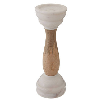 Sena White Marble and Mango Wood Candle Holder
