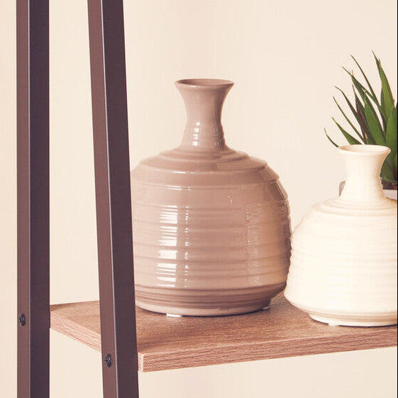 Dusk Taupe Medium Ribbed Ceramic Vase