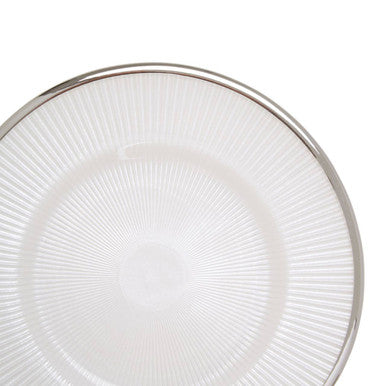 Ida White Embossed Glass Side Plate with Silver Rim