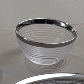 Ida Embossed Glass Bowl With Silver Rim