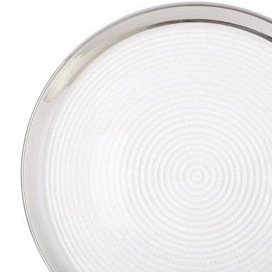 Ida Embossed Glass Coupe Charger Plate with Silver Rim