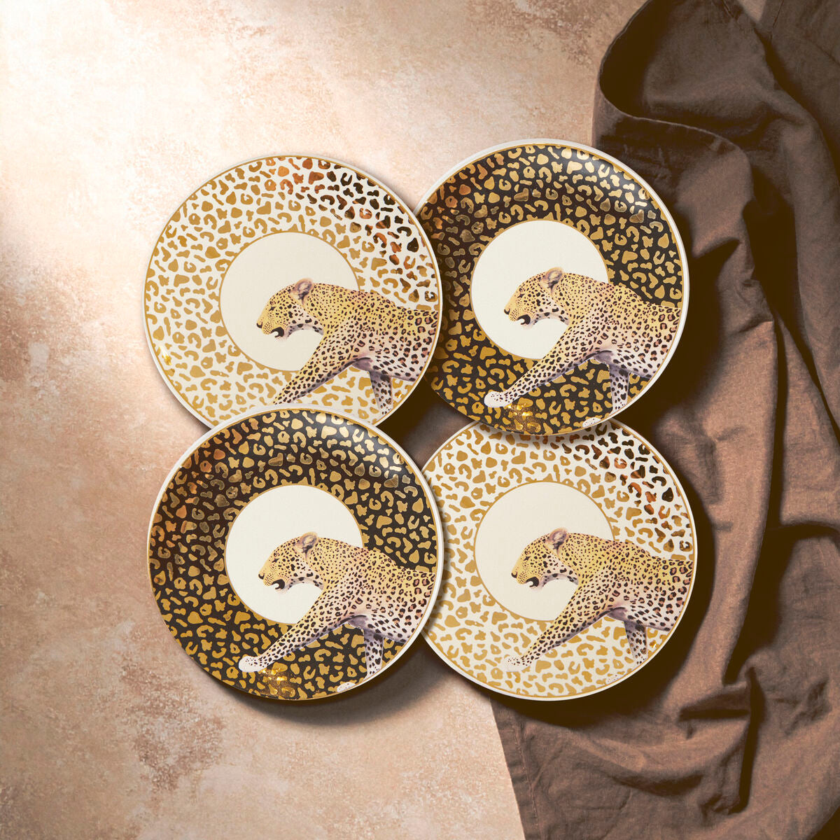 London Leo Set Of 4 Canape Plates