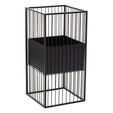 Alden Black Metal Square Floor Standing Planter with Central Pot
