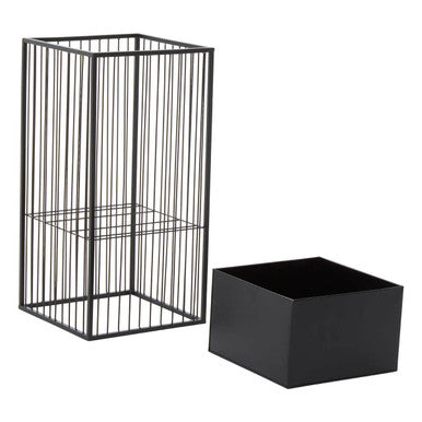 Alden Black Metal Square Floor Standing Planter with Central Pot