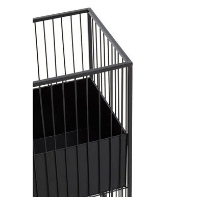 Alden Black Metal Square Floor Standing Planter with Central Pot