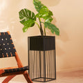 Alden Black Metal Square Floor Standing Planter with Central Pot